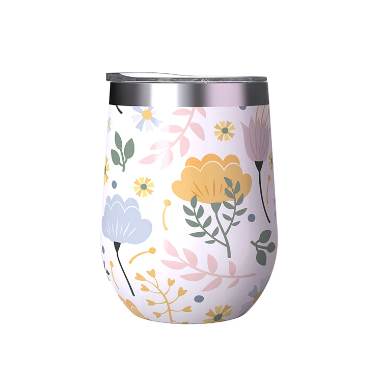 Custom logo egg shape mug beer 12oz glitter stainless steel wine tumbler