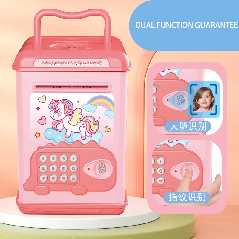 2025 Hot Sell Novelty Kids Safe Plastic Paper Money Saving Boxes Digital Password Electronic Atm Piggy Bank for Kids Boys&girls