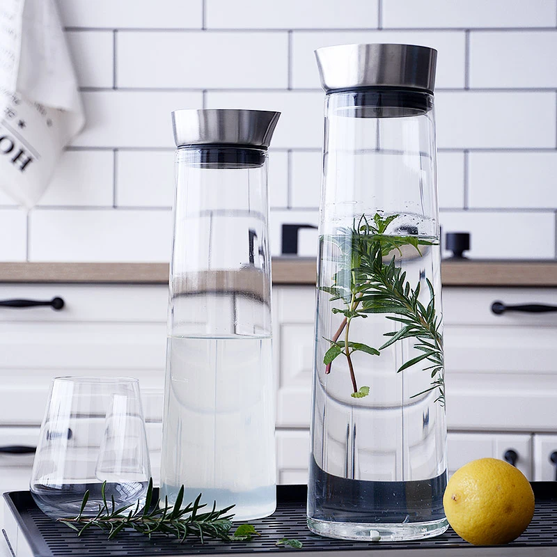 1500 мл Pyrex боросиликатного стекла кувшин для воды/графин/чайник с крышкой из нержавеющей стали сока