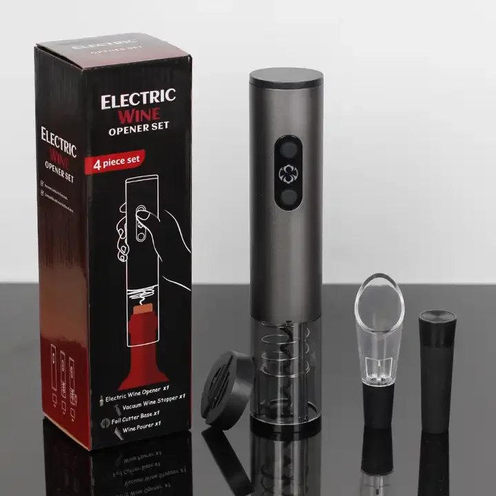 Electric Wine Opener Set Automatic Wine Bottle Opener Portable Corkscrew with Pour & Preserver Vacuum Stopper Foil Cutter