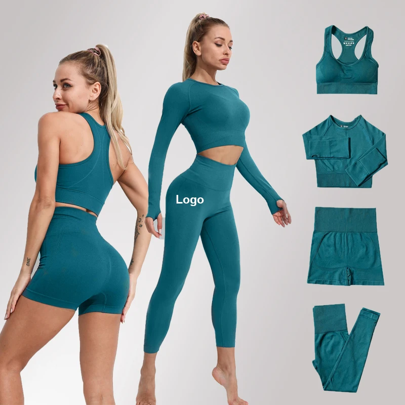 Dropshipping Sportswear Women Gym High Waist Leggings And Bra Workout Clothes Seamless Fitness Yoga Set
