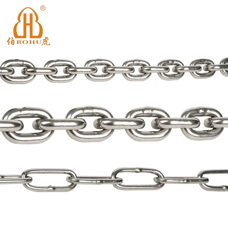 Цепь из нержавеющей стали BOHU, звеньевая цепь из нержавеющей стали, полированная цепь из нержавеющей стали