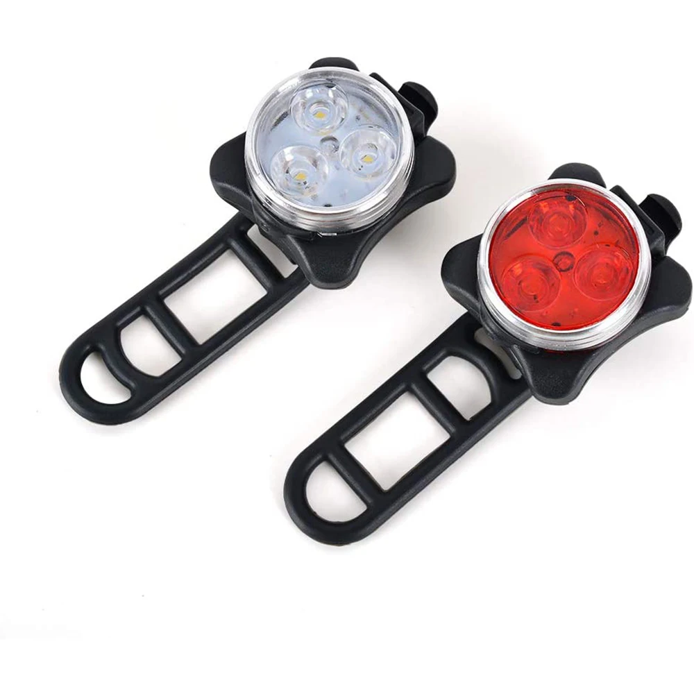 Водонепроницаемый сигнальный светодиодный фонарь для велосипеда, передняя и задняя фары, зарядка через USB, комплект велосипедных фар