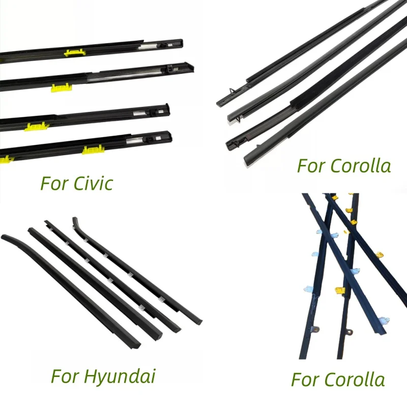 4Ps Chrome Flocked Corolla 2016 Car Window Door Belt Molding Weatherstrip Rubber Seal Weather Strip Seal For Toyota Corolla 2014
