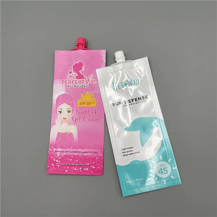 Custom Printed 2ml Lips Gloss Beauty Makeup Cosmetics Packaging Pouch 10g Spout Bag For Mini Trial Lip Tint Brush Mascara Cream