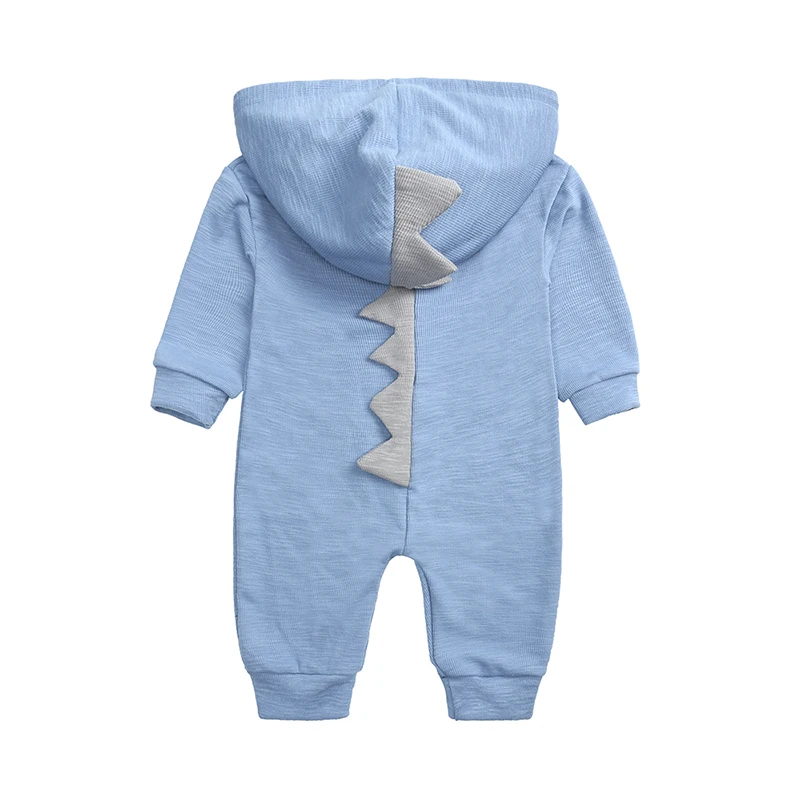New Hot Selling Dinosaur Hooded Baby Jumpsuit Romper Long Sleeved Cotton Baby Boy Gilr Clothes Zip Up Baby Romper Wholesale
