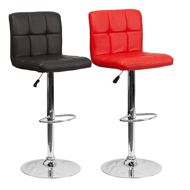 Современный Регулируемый поворотный черный барный стул из искусственной кожи 2