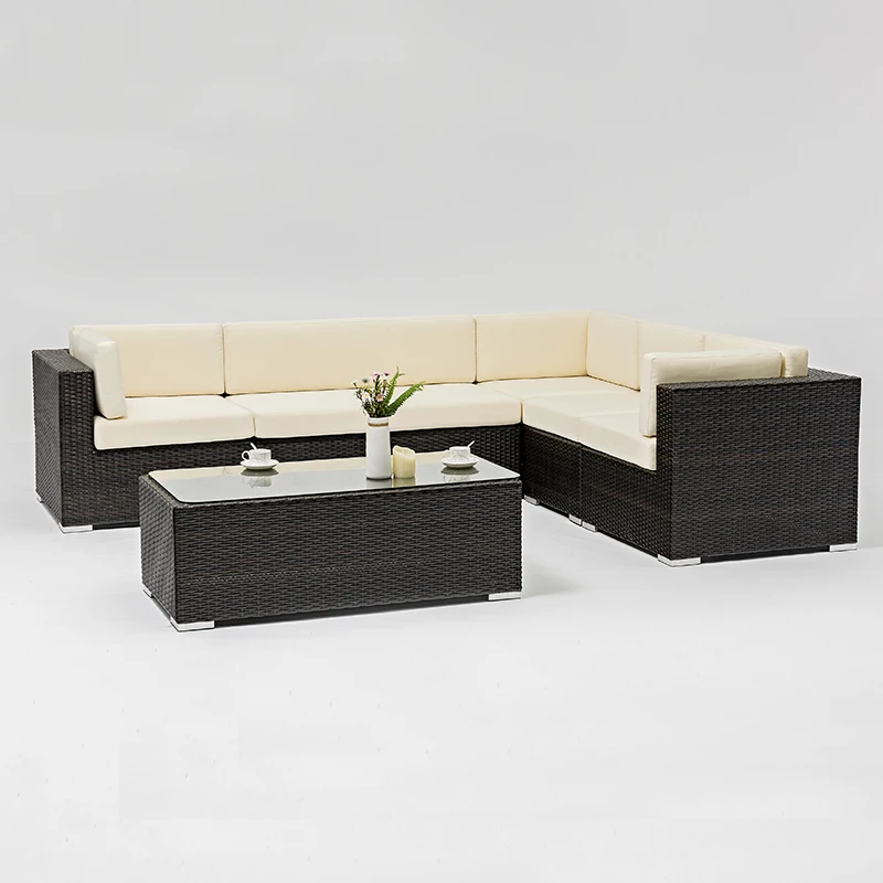 
Excellent Quality Outdoor Patio Furniture Wicker Coversation Beige Sofa Set For Backyard 