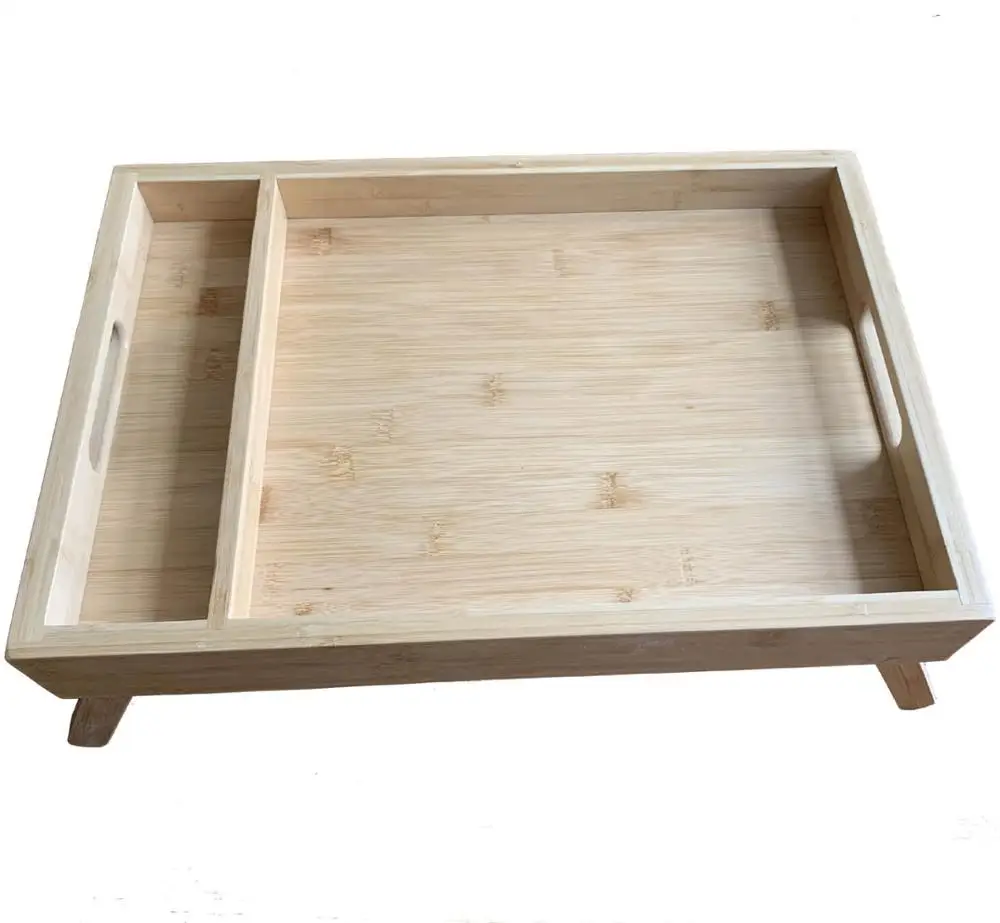 Multifunctional Bamboo Laptop Bed Serving Tray with Folding Legs