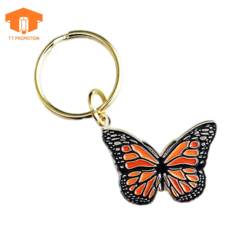 Custom Collector Metal Keychains Insects Monarch Butterfly Enamel Keyring Keychain For Souvenir
