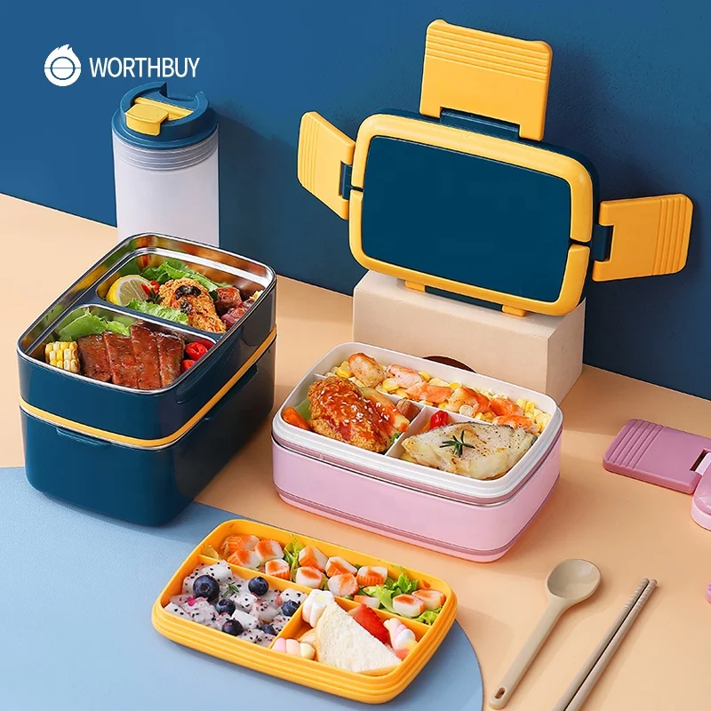 WORTHBUY Japanese Lunch Box For Kids Food Container Stainless Steel Bento Box Children Portable Picnic School Lunc Box Set
