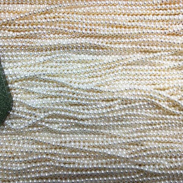 Round Freshwater Natural Pearl Size 3.5-4mm Grade AA Near Round Freshwater Pearl Strand