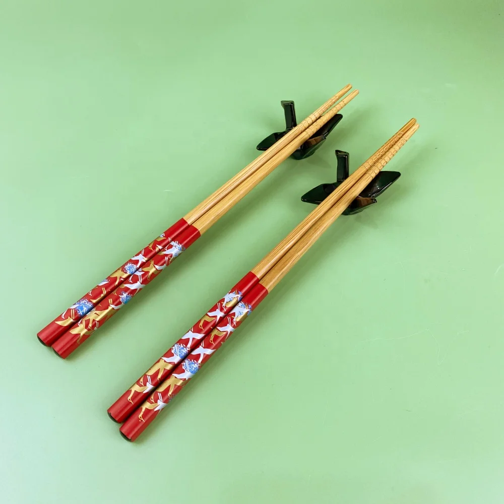 Customized Premium Wooden Box Gift Set Exquisite Flying Crane Chopsticks and Chopstick Rest Gift Box