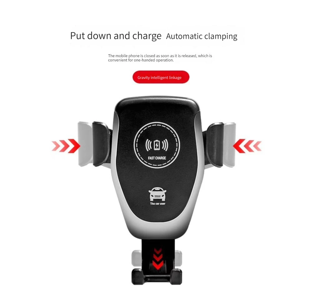 Wireless Car Charger 15W Qi Fast Charge Auto Clamping Car Charger Phone Holder Windshield Dashboard Vent Phone Holder