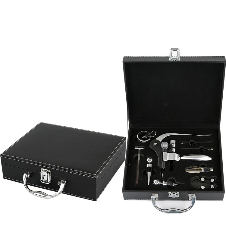 Stainless Steel Wine Bottle Opener Manual Vertical Lever Corkscrew Wine Accessories Set Wine Corkscrew With Foil Cutter Tool Set