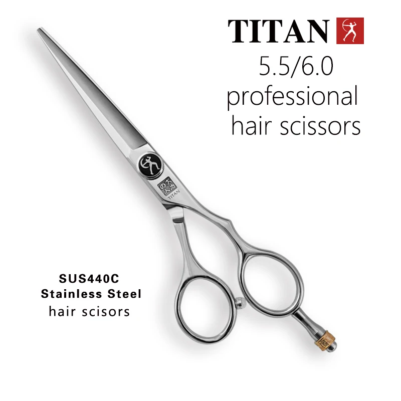 Titan professional hair scissors serrated blade hair scissors barbering beauty salon tools beard ball screw