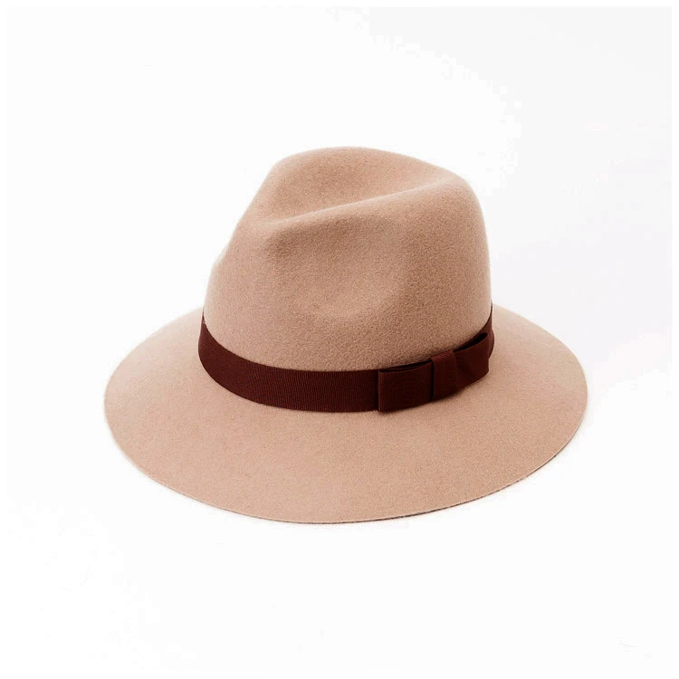 High Quality Outdoor Colorful Luxury Bowknot Wool Fedora Hats for Women