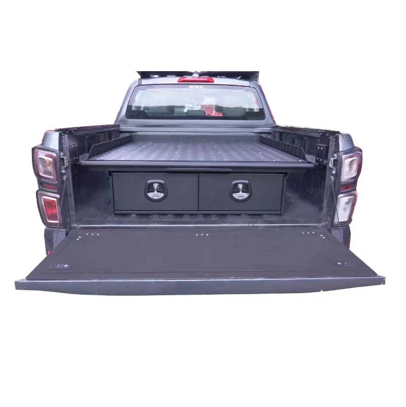Factory Supply Pickup Truck Car Bed Rear Cargo Storage Drawer Tool Store System Aluminum Truck Drawer Tray Integrated Magic Box