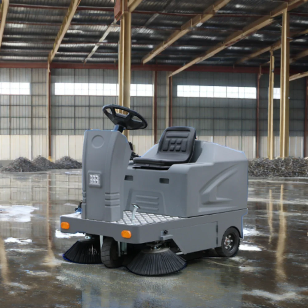 Commercial battery powered ride on sweeper scrubber for road cleaning  mechanical walk behind sweeper