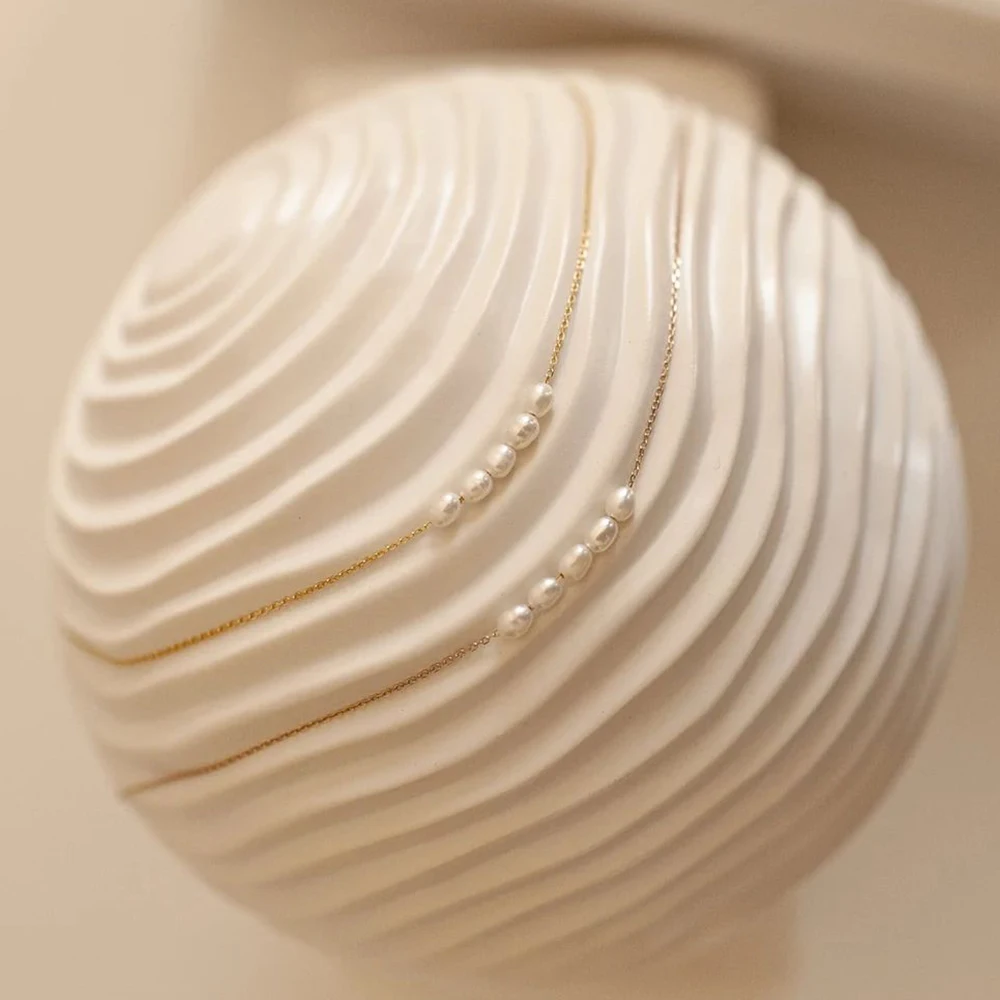 eManco 5 Natural Pearl Necklace Freshwater Pearl Beads Clavicle Necklace Smile Shape Stainless Steel Jewelry Wholesale