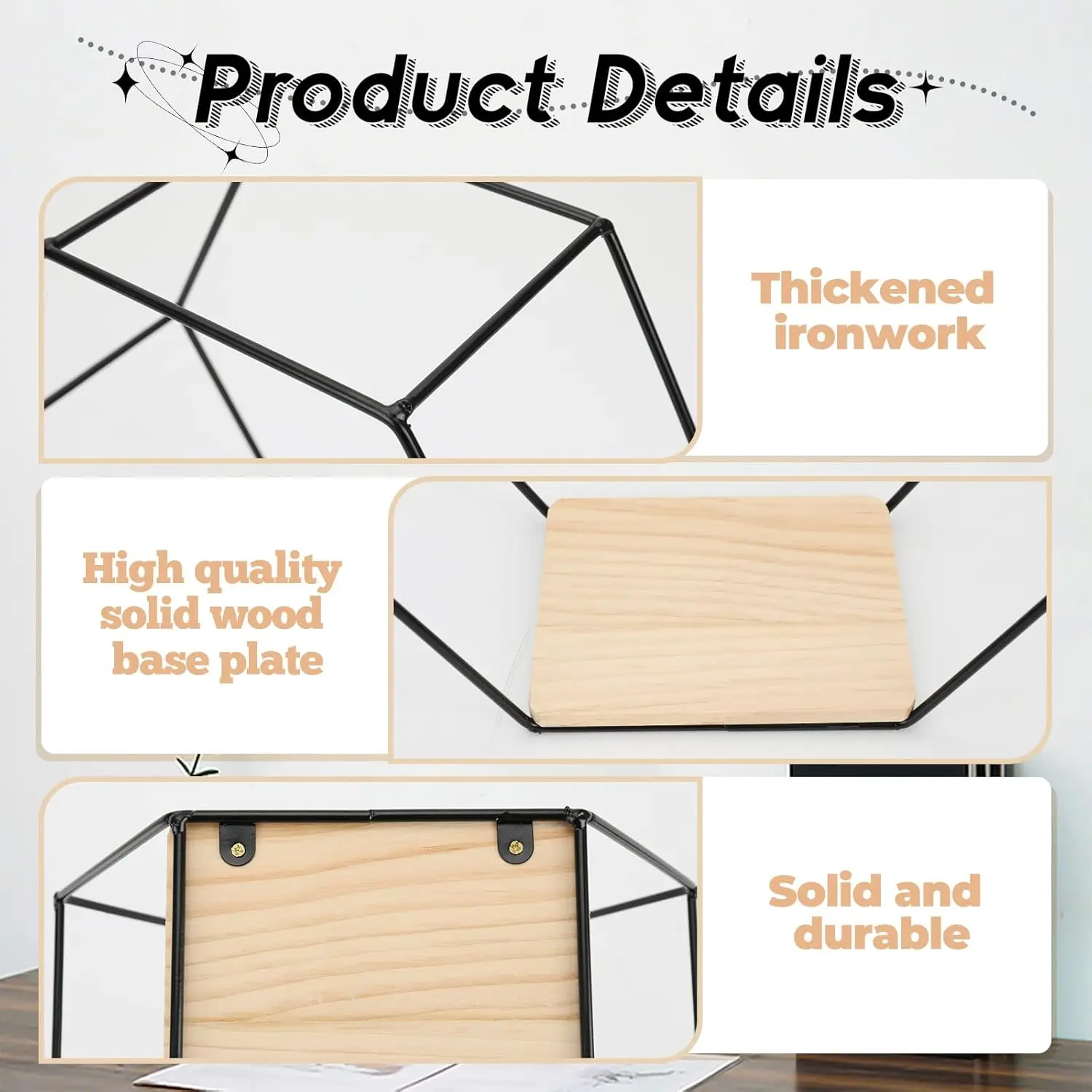 Wall Mounted Hexagonal Floating Shelves Black Set of 5 in Different Sizes Metal Wall Shelf Simple Wood Partition Storage Shelves