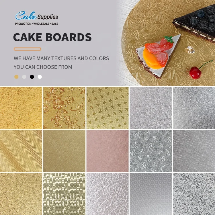 Cake Paper Cardboard Tray Cake Paper Boards Plate Golden Hard 12 Round Cake Board Drums Base