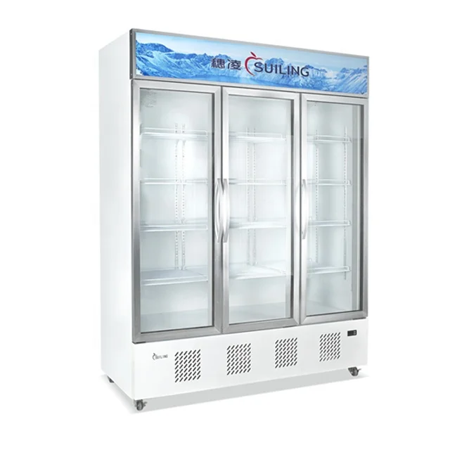 
SUILING Commercial upright showcase supermarket 3 door vertical display LG-1200M3W 