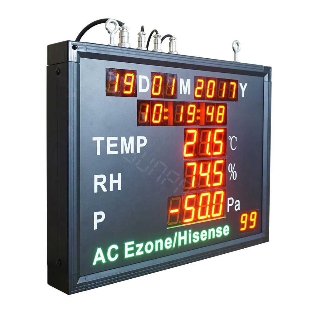 LED Time and Temperature Humidity Pressure Sign with Remote Control
