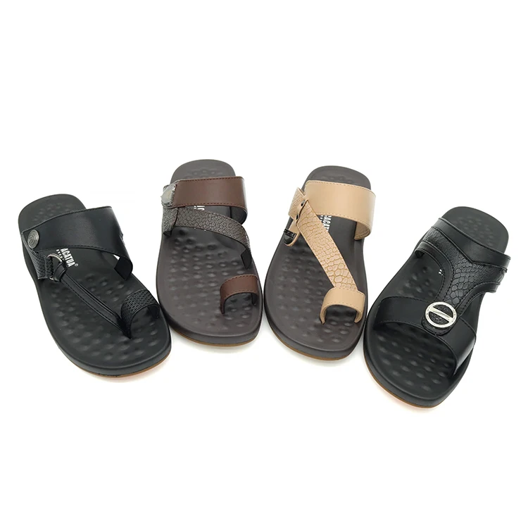 STOCK MOQ 20 pairs men Slipper fashion PU leather Flip flop