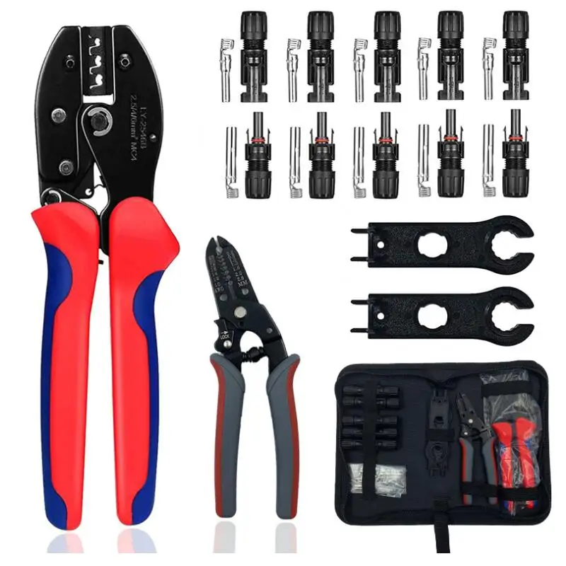 Solar Crimper Tool Kit for Solar Panel Cable Wire Assembly with Solar Crimper and Solar connectors Spanner for PV System