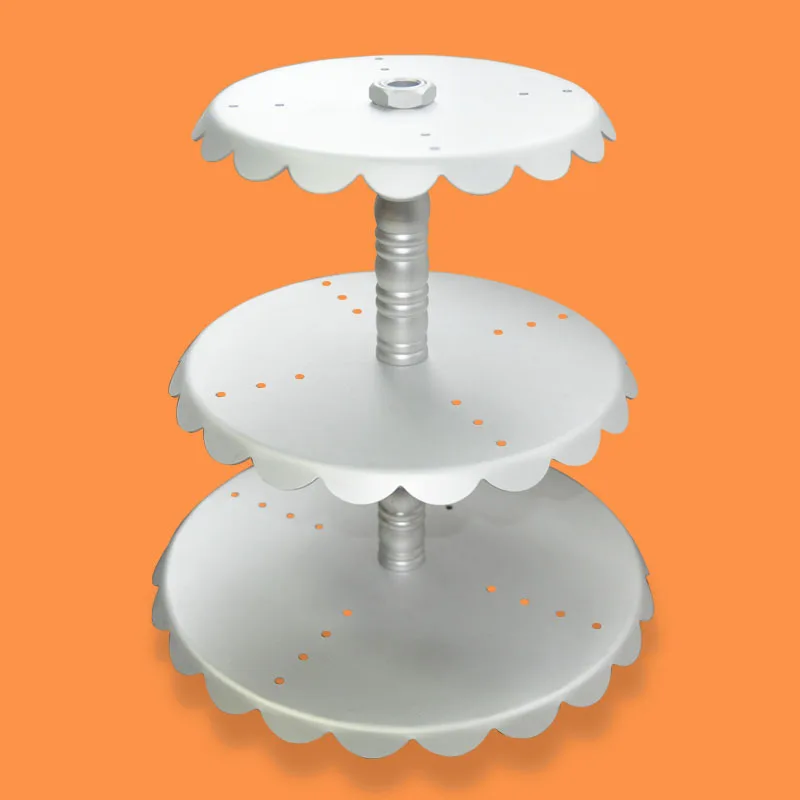 ckot Aluminum Alloy round Three-layer single column cake stand 3Layer wedding cake stand 2MMThick