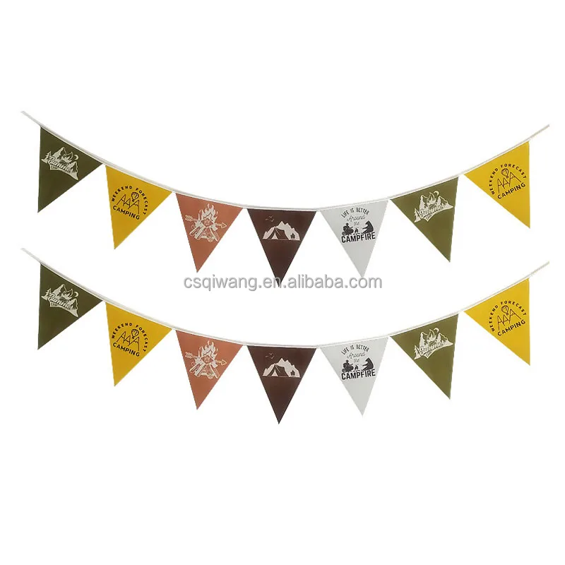 High Quality Custom Celebration Various Holiday Decorations Polyester Fabric Flag in Triangle Rectangle Pennant String Styles