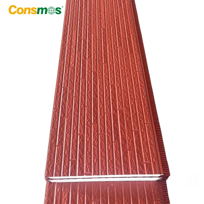 Consmos Lightweight Insulated Sandwich PU Exterior Foam Wall Decoration Panels Roofing Panel