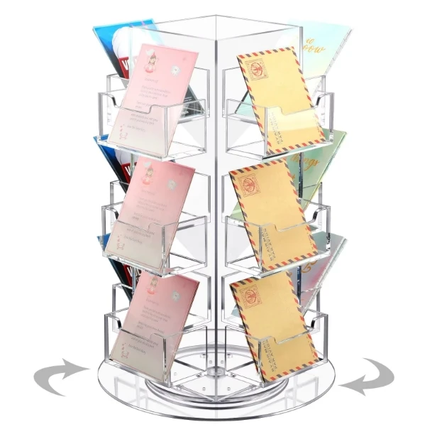 Factory Wholesale Acrylic Rotating Display Stand Countertop Organizer for Business Cards Greeting Cards Brochures-for Store Use