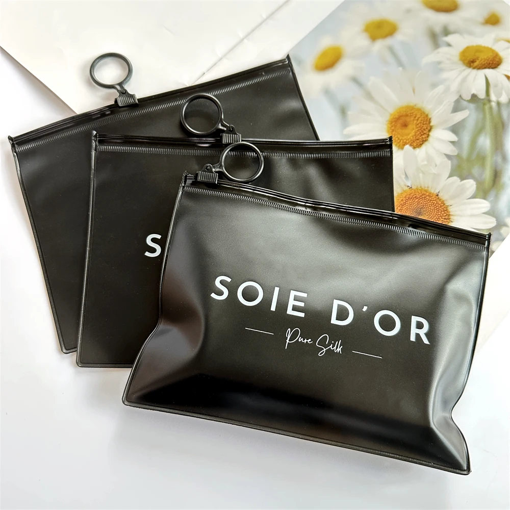 Factory price customization black poly PVC ziplock bag small reusable pouch plastic zip packaging bag with logo