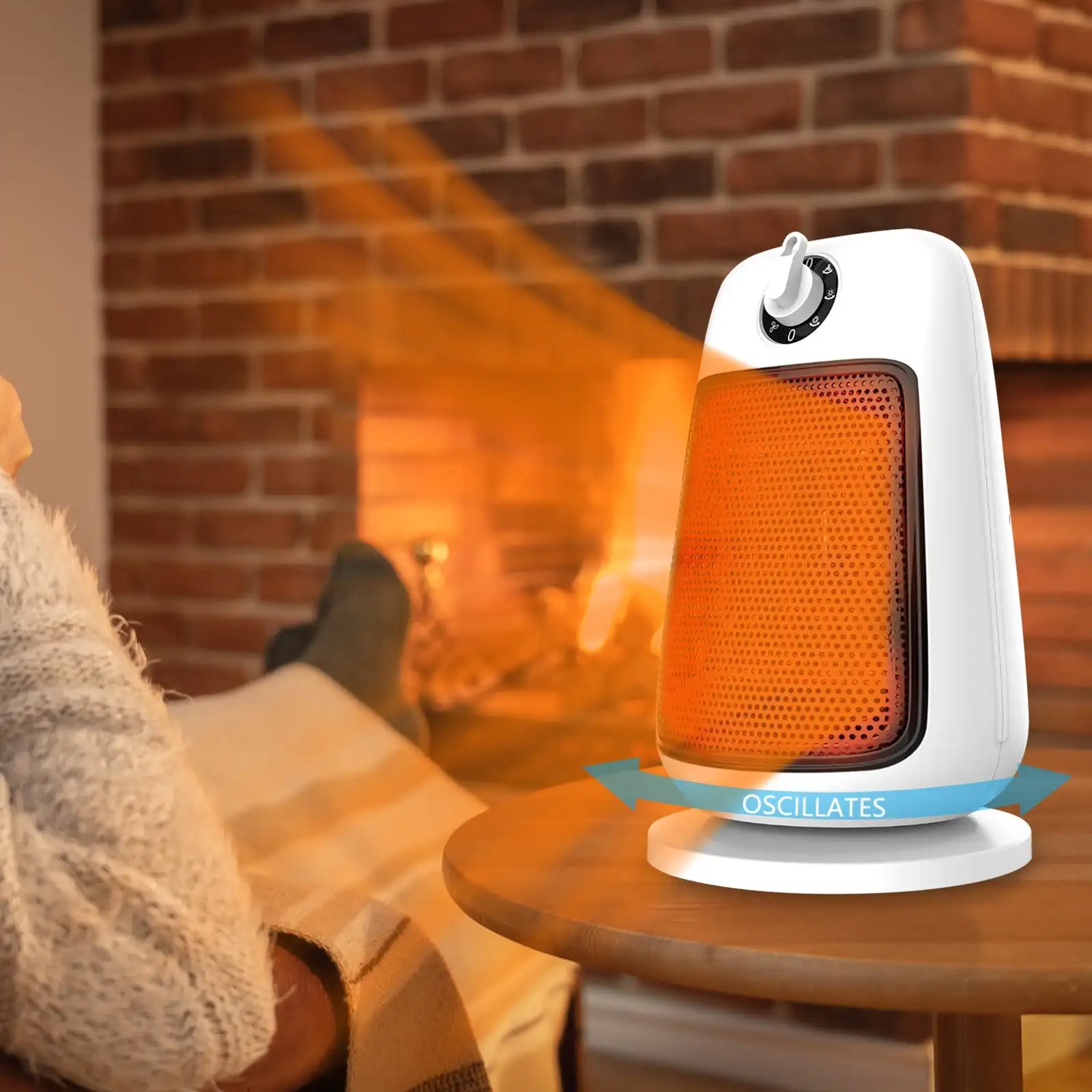 Small Portable Head Swing Timer Ceramic Space Air Hot Fast Heating Smart Home Heater With Handle Knob Control for Winter Bedroom