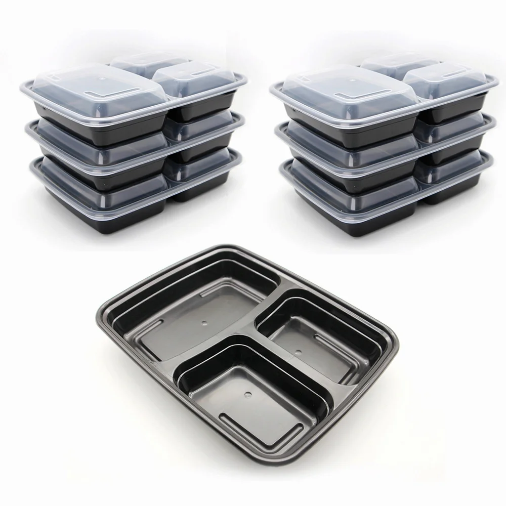 3 compartment Durable Bento Lunch Box Reusable Plastic Food Meal Prep Containers BPA free