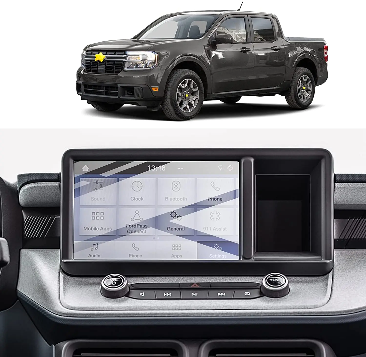 Screen Protector Foils for 2023 Ford Maverick 8In Navigation Display Tempered Glass 9H Hardness HD Touch Screen Protective Film