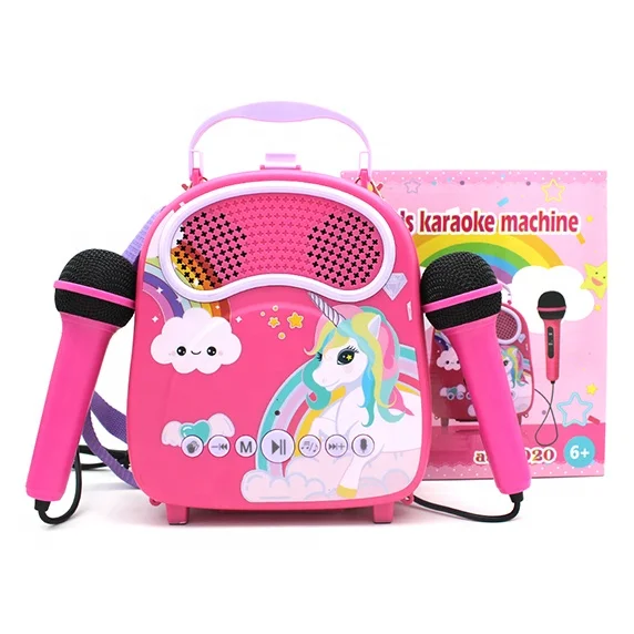 Trending 2021hot Mini Portable Educational Musical kids toy Karaoke player with microphones singing wireless karaoke machine set