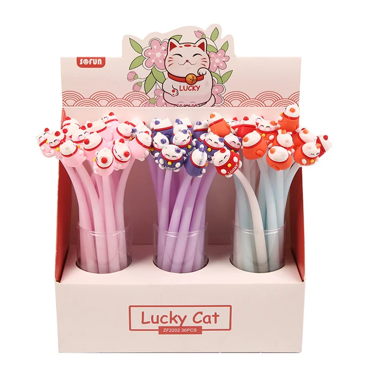 Рекламная акция корейский трендовый дизайн кавайная ручка с котом канцелярские товары новое поступление многофункциональная гелевая черными