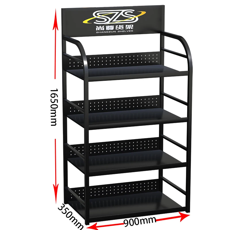 Metal Lubricant Display Rack Motor Engine Oil Display Stand Car Battery Display Rack With Four shelves 80kgs/LAYER