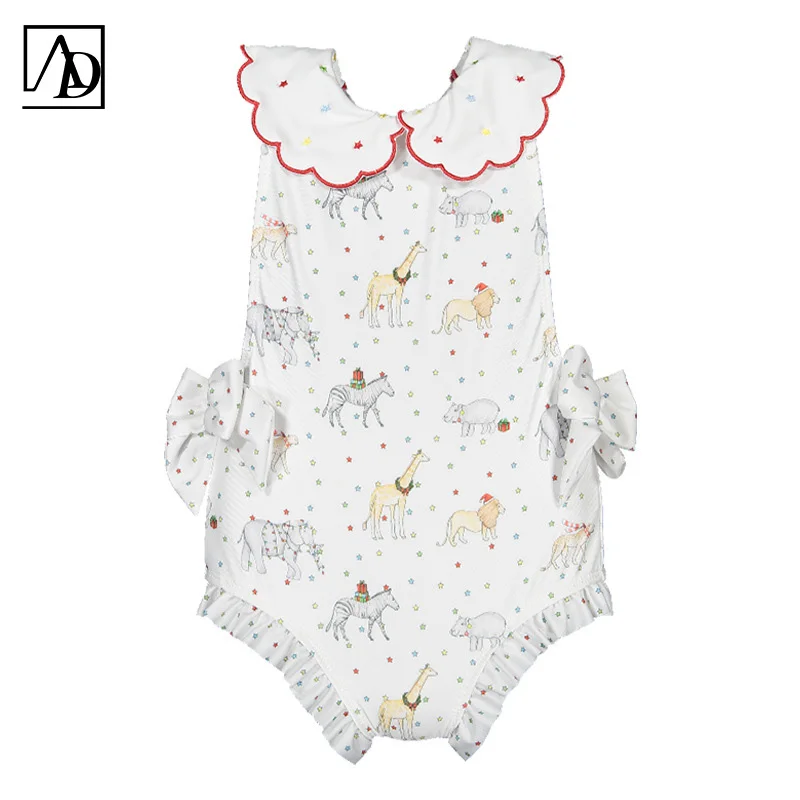 Customized summer new style girls ruffled one-piece swimsuit cute princess style baby girl swimwear kid bathing suits