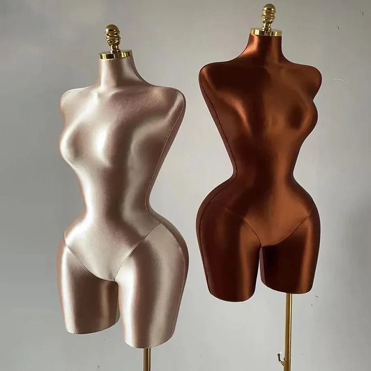 women curvy foam Mannequin Brazilian Girl dress form size big hips bust half body golden mannequins female torso