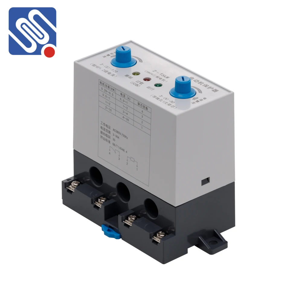 Meishuo motor protection relay 2~15kW Overload relay protector 380v three phase motor Delay/current setting