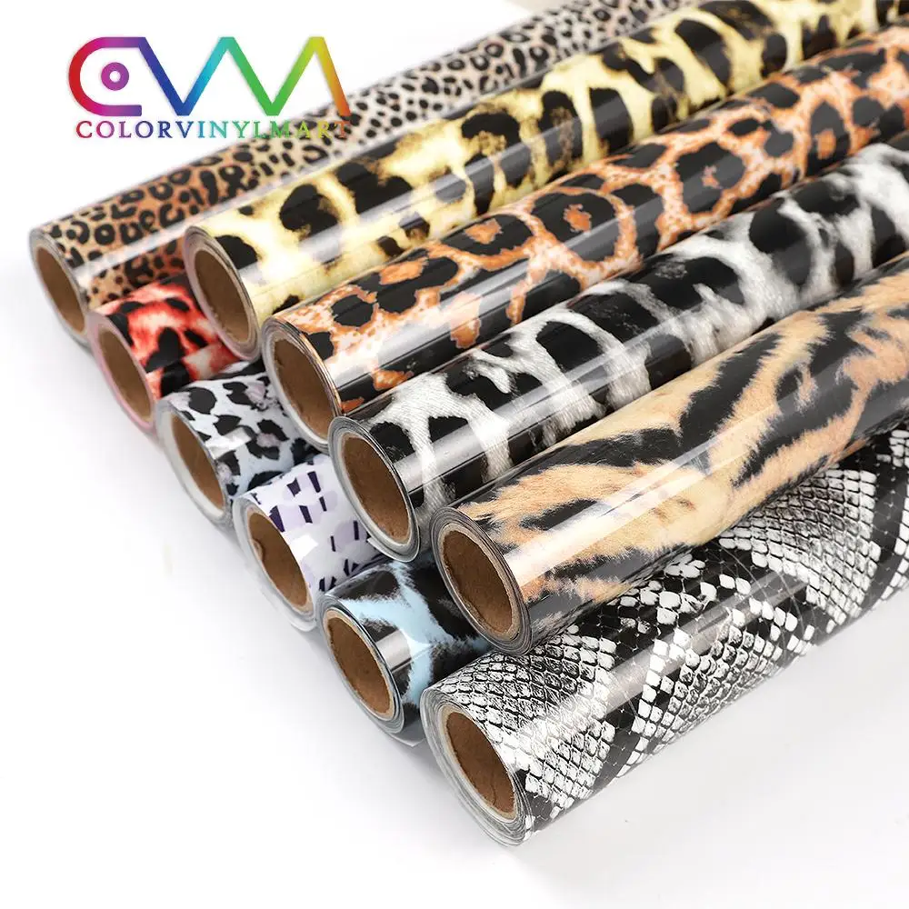  Hot Sale New Product Easy To Weed Htv Pvc Film Camouflage Leopard Print Heat Transfer Vinyl Rolls For Textile clothing