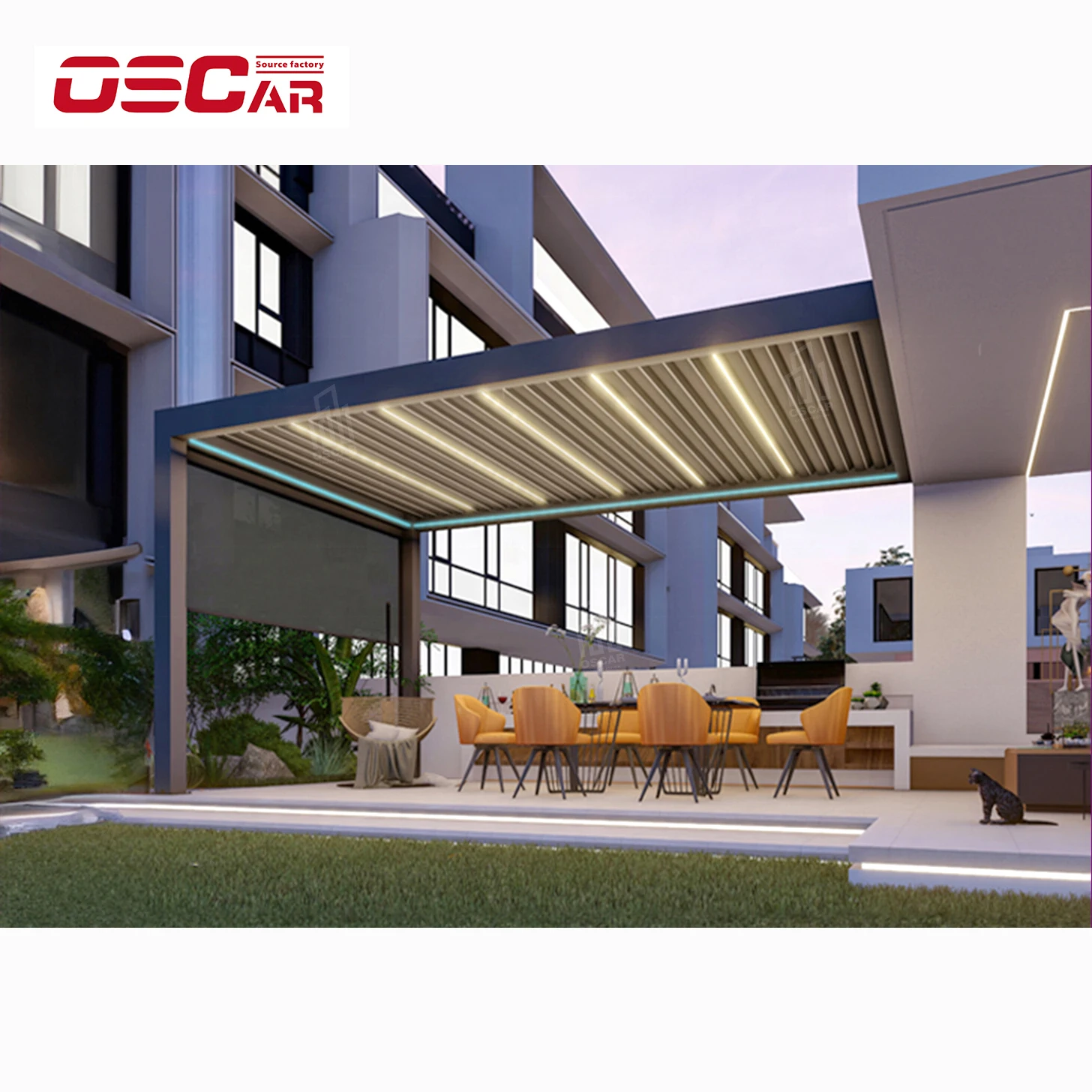 Sun shade Outdoor Patio cover roof Ideas Electric motorized Waterproof Aluminium Pergola Garden