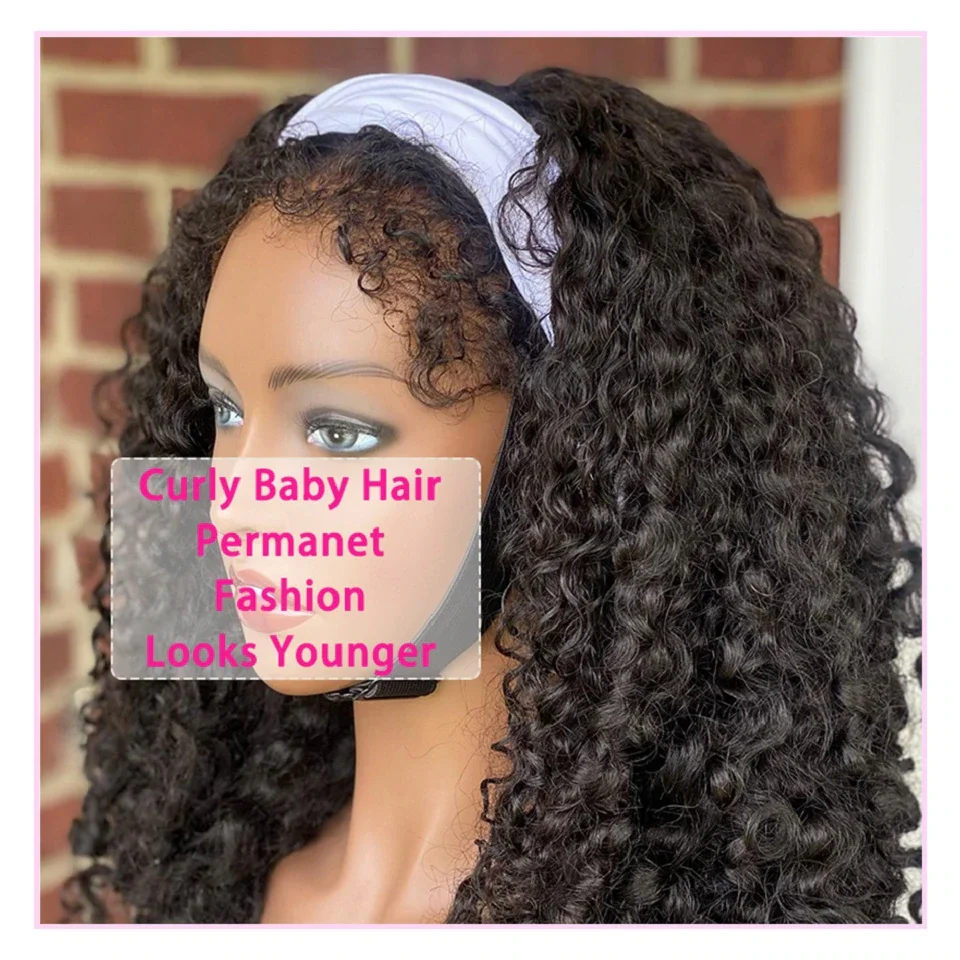 4C Hairline Kinky Edge Wig, 10-40 Kinky Curly Lace Frontal Wig with Baby Hair ,180 Density 4x4 Lace Closure Glueless  Wig