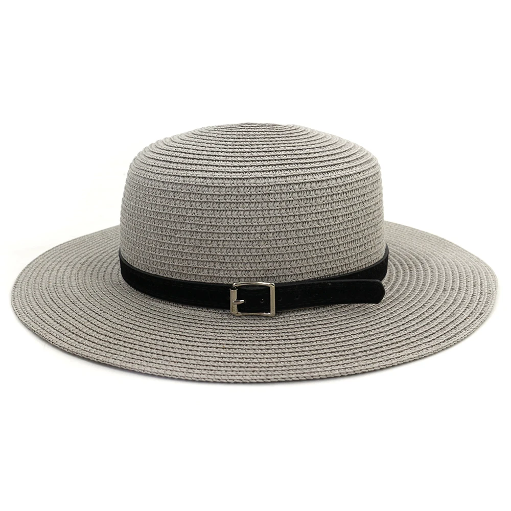 2022 New Fashion Fedora Beach Sun Hat uv Protection Custom Boater Flat Top Straw Hat