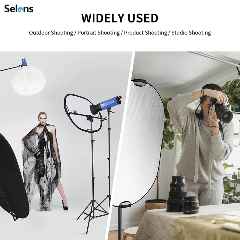 Selens Photo Reflector Stand kit 24x36 inches 5 in 1 reflectors with 78 inches Light Stand Extendable Holder Arm Clips for Photo