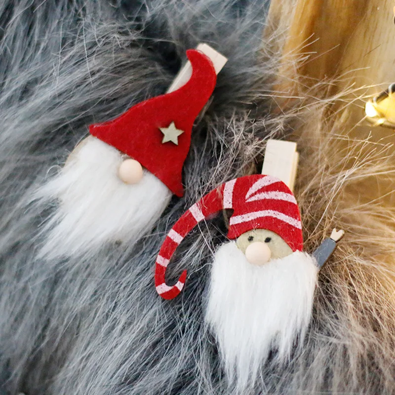 Christmas Festival Style Cartoon Christmas Santa Hat Clips Wood Forest Old Man Photo Clamp